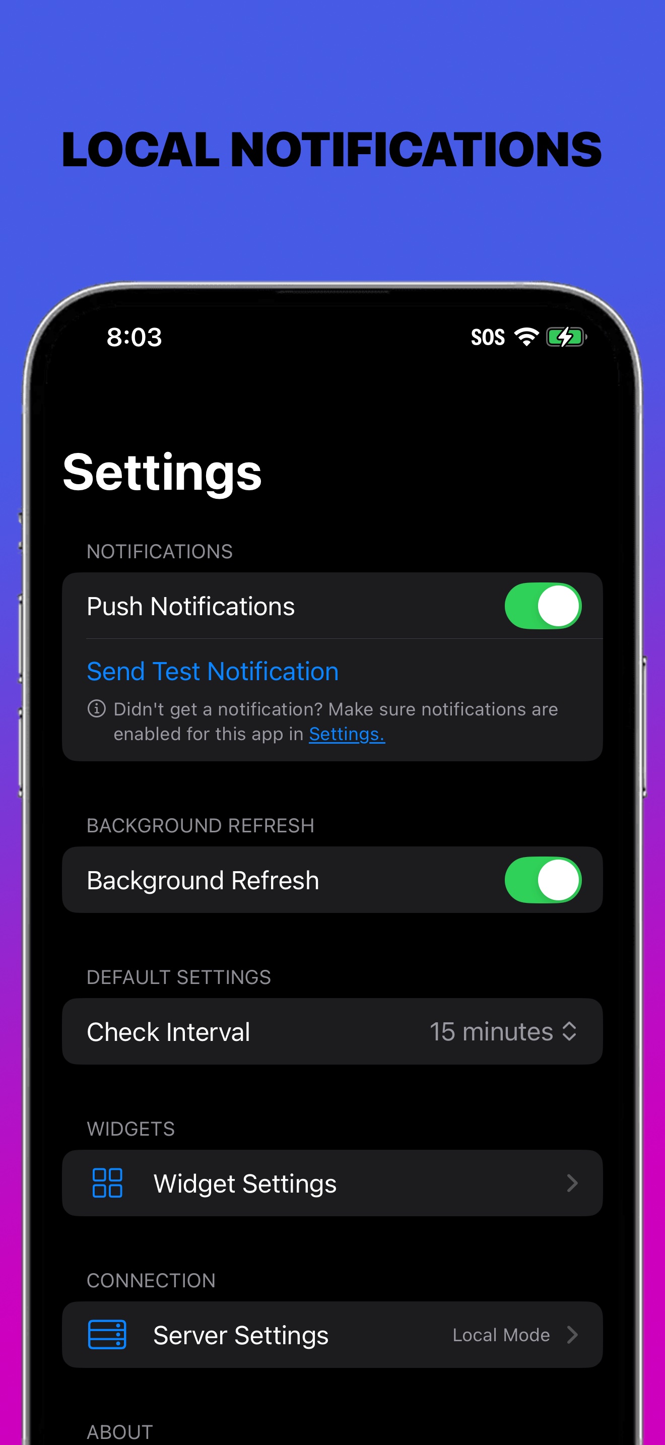 Notify! settings