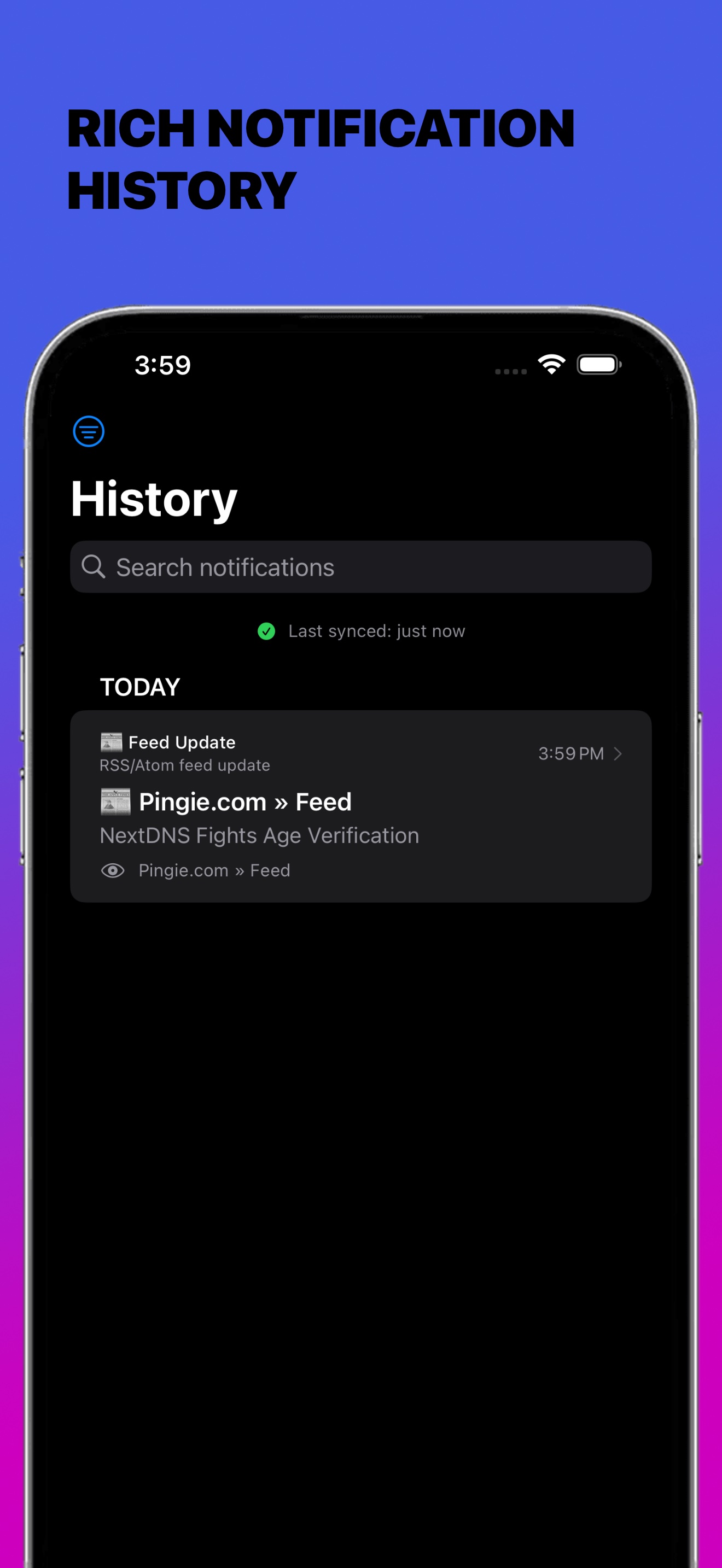 Notify! welcome screen